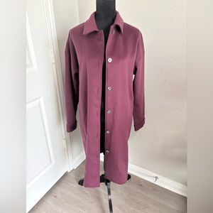 J.‎ Jill Pure Jill Bayberry fleece long coat in a burgundy color NWT Size M